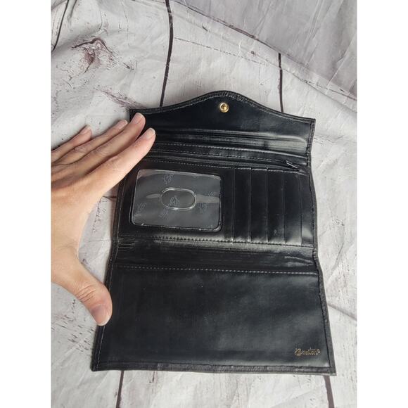 Buxton Julia Clutch Checkbook Wallet Navy Blue Leather Kisslock Coin Purse - Picture 4 of 10